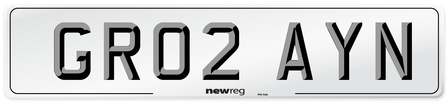 GR02 AYN Number Plate from New Reg